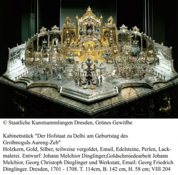 Kabinettstück "Der Hofstaat zu Delhi am Geburtstag des Großmoguls Aureng-Zeb" im Museum "Grünes Gewölbe" Dresden